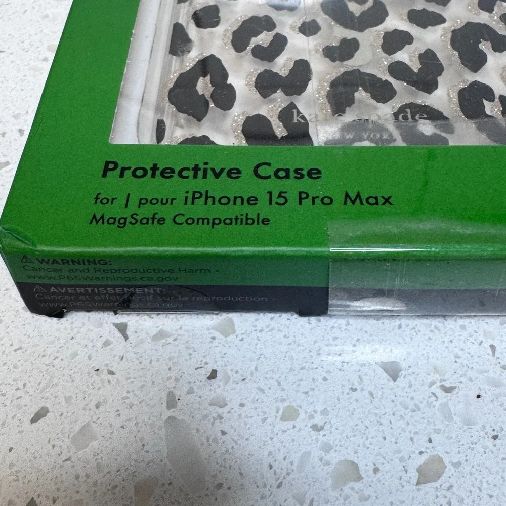 Kate Spade for iPhone 15 Pro Max Case Leopard Print Glitter MagSafe Case